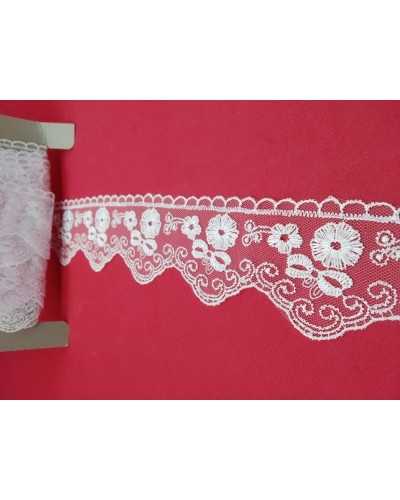 Dentelle Dentelle Tulle Brodé Fleur Noeud Haut 7 Cm