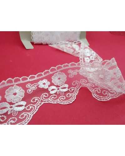 Spitze, Spitze, Tüll, bestickte Blumenschleife, 7 cm hoch