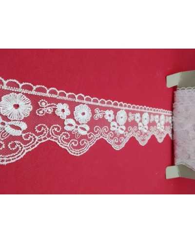Spitze, Spitze, Tüll, bestickte Blumenschleife, 7 cm hoch