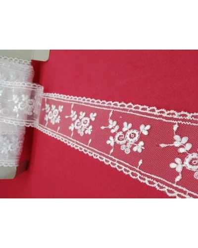 Dentelle Dentelle Tulle Brodé Fleur Noeud Haut 7 Cm