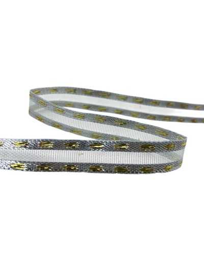 Silber- und Gold-dekoratives Band punktierte Basis auf der Netzhöhe 1 cm