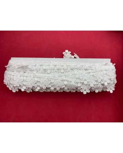13 mt Spitzenrimmings Macramè Weiße Spitze Höhe 3 cm