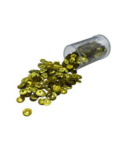 Paillettes sfaccettate 6 mm cucibili con foro centrale tubetto colore oro