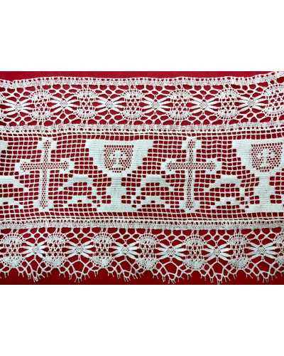 50 cm Pizzo Merletto Sacro in Cotone Tombolo h 22 cm