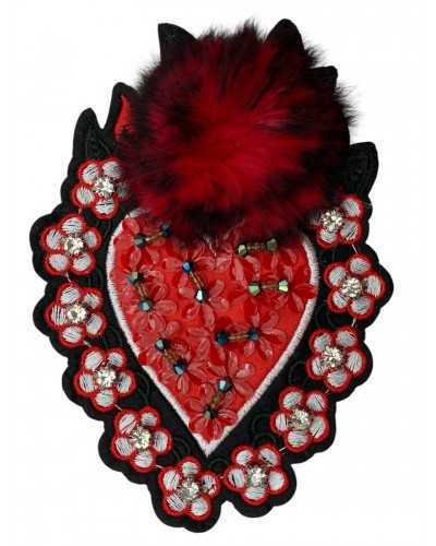 Application Fashion Rhinestone Pon Pon Pon Pon Ecopel Red 14 cm