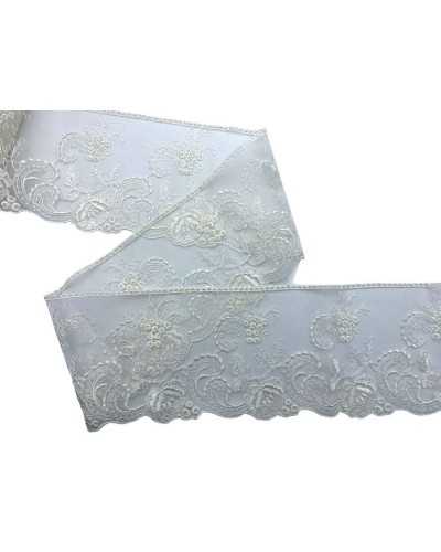 Paizzaneria Dentelle Tulle Crème Broderie Découpée Décalée de la crème festonnée. 10 cm de hauteur rose