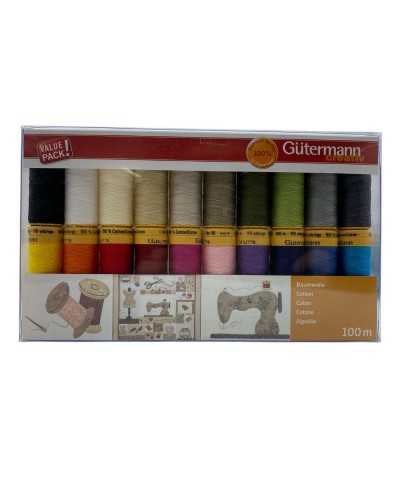 Güterermann Creativ Sewing Wire Set 20 Mercerized Cotton Coils 100 m Assorted Colors