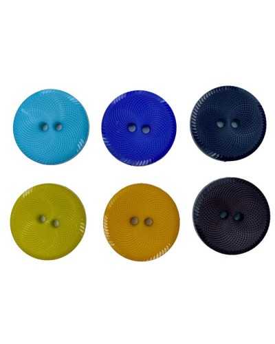 Knurled resin button Two holes circles size 44 28x28 mm