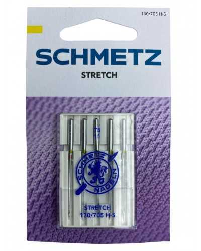 5 aiguilles Schmetz Stretch 130/705 H-S 75/11 - Pour les tissus élastiques et le maillot