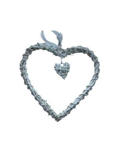 Shabby heart object white wood 25 cm