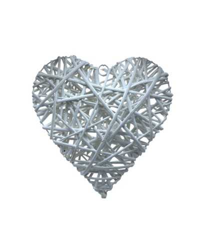 White wooden shabby heart - 35 cm