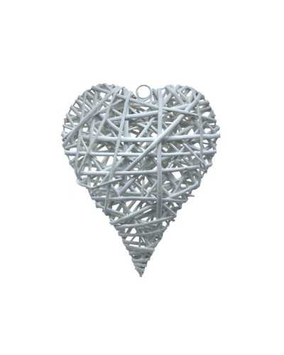Shabby heart in white wood - 32 × 35 cm