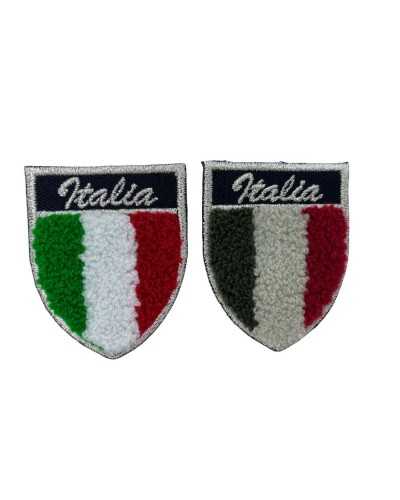 Aplicación Parche Termoadhesivo Tela Bordado Plata Lurex Escudo Italia Bandera Esponja 5x4 Cm