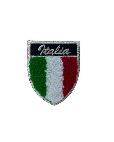 Application Patch Iron-on Patch Fabric Embroidery Silver Lurex Shield Italy Flag Sponge 5x4 Cm