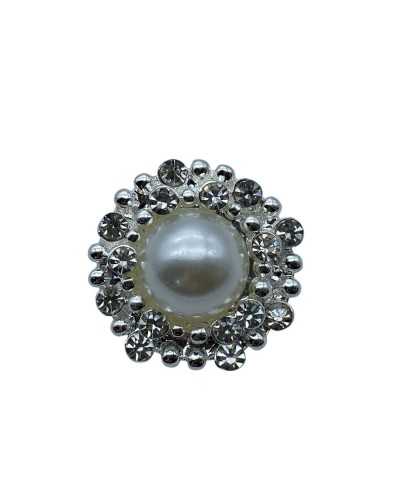 Jewel-Button mit Perle Ø 23 mm Zama und Glasfarbe Lineat 36