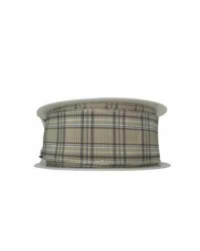 Passementerie Ruban de Noël Taffetas Ecossais Fil Lurex 35 Mm de Haut