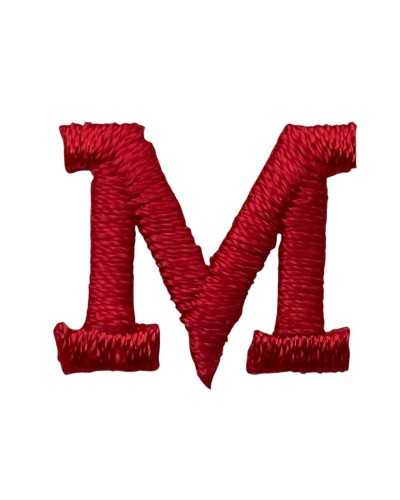 Letter m Initial RED embroidered thermo-adhesive 15 mm