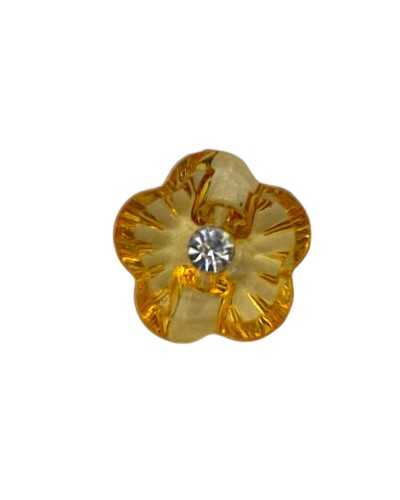 Bottone Fiore Effetto Vetro con Strass 1,3 cm