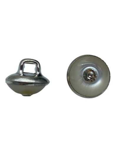 Perlenknopf mit Rhinestone 10 mm Metallbasis