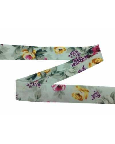Pasamanería Bies Travesaño Diagonal Cinta Mezcla Algodón Estampado Flores 25 Mm Alto