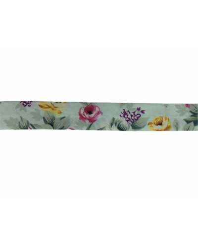 Trimmings Bias Diagonal Crossbar Ribbon Mixed Cotton Print Flowers 25 Mm High