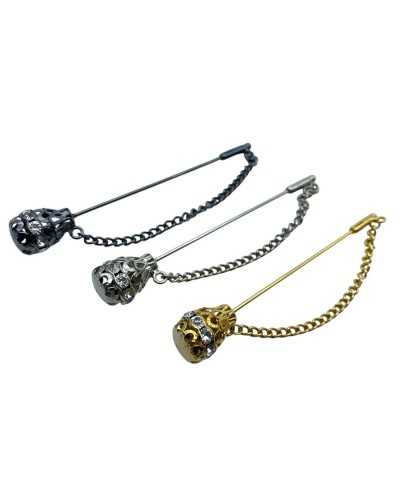 Kleidung Spillone mit Metallkette mit Strasslänge 8 cm