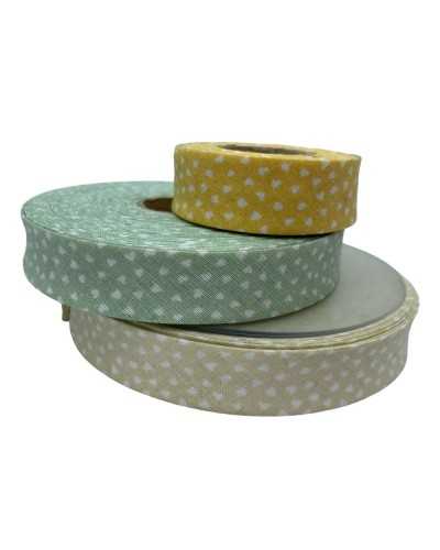 Nastro Passamaneria Sbieco Diagonale Traversino Stampa Cuoricino 18 mm