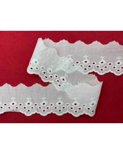 Piazzaneria Lace Sangallo Bordado blanco Falloped High 5 cm
