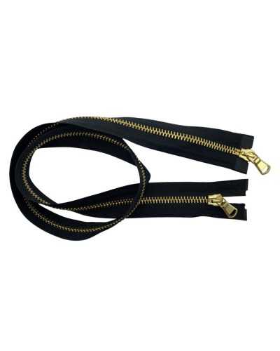 Zip zip zip closure metal brass gold chain double slider reliable cm 70