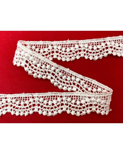 Passamaneria Pizzo Macramè Puntina Pois Serpentina Bianco Alto 2 Cm