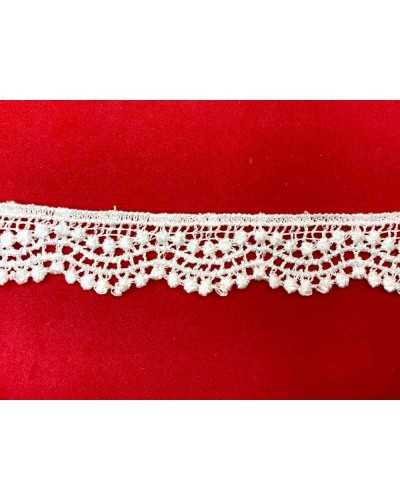 Passamaneria Pizzo Macramè Puntina Pois Serpentina Bianco Alto 2 Cm