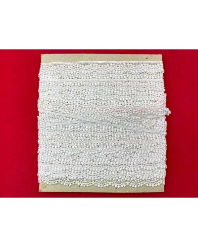 Passamaneria Pizzo Macramè Puntina Pois Serpentina Bianco Alto 2 Cm