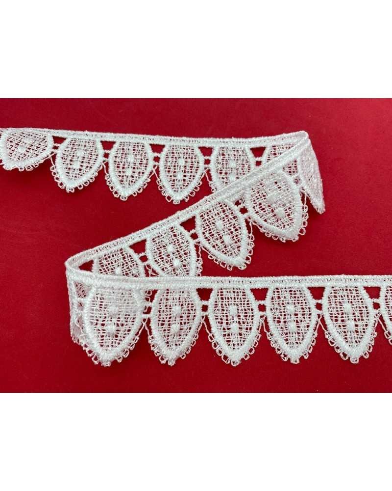 Passamaneria Pizzo Macramè Puntina Sfrangiata Smerlo Bianco Alto 4 Cm