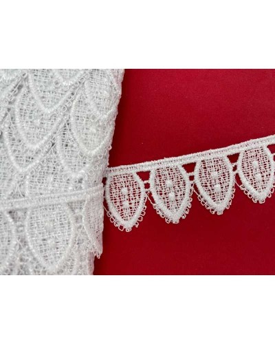 Passamaneria Pizzo Macramè Puntina Sfrangiata Smerlo Bianco Alto 4 Cm
