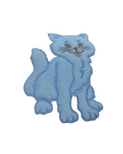 Écusson Broderie Chat Application Thermocollante Tissu Éponge 14x9 Cm