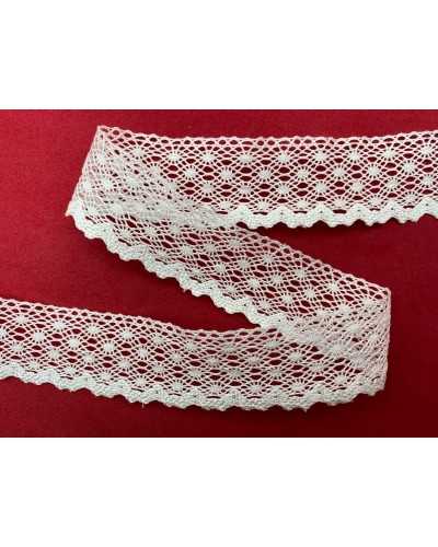 Spitze Filè 100% weiße Baumwollhöhe 25 mm 50 cm Schnitt