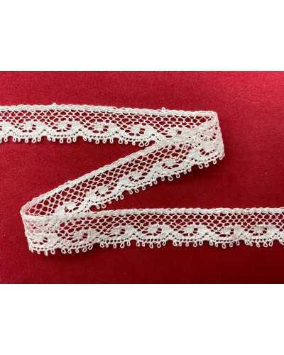 Passamaneria Merletto Pizzo Ricamo Valenciennes Bianco Ghirigoro Puro Cotone Alto 12 Mm