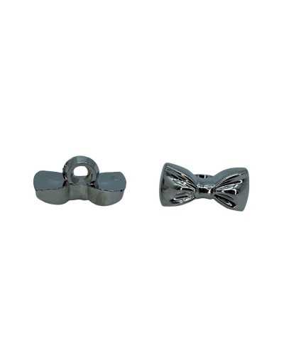 Silver Button Model Polished Resin Bow Buttonhole 14x8 Mm