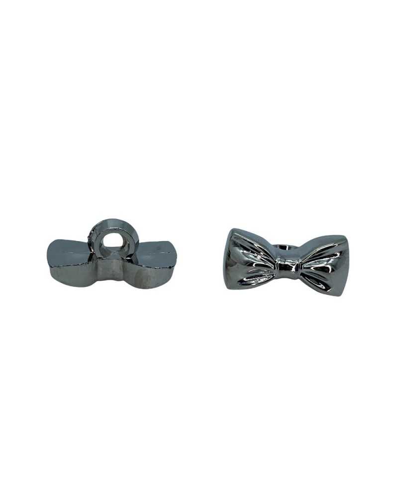 Silver Button Model Polished Resin Bow Buttonhole 14x8 Mm
