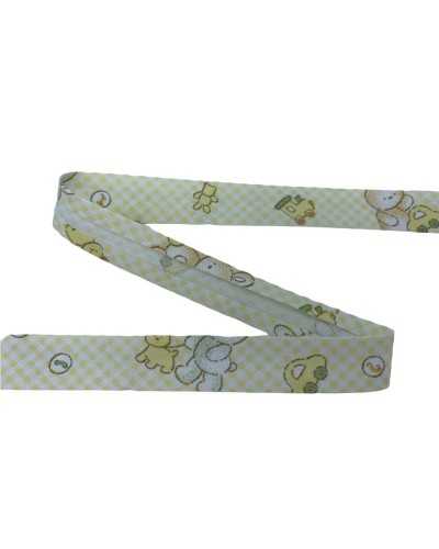 Diagonal Bias Trimmings Cotton Crossbar Ribbon Bunny Print 14 Mm High