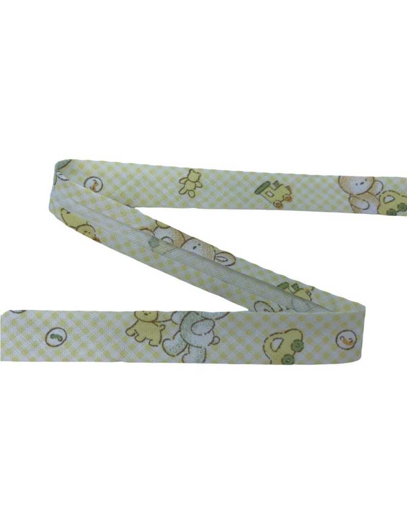 Passamaneria Sbieco Diagonale Nastro Traversino Cotone Stampa Coniglietto Alto 14 Mm