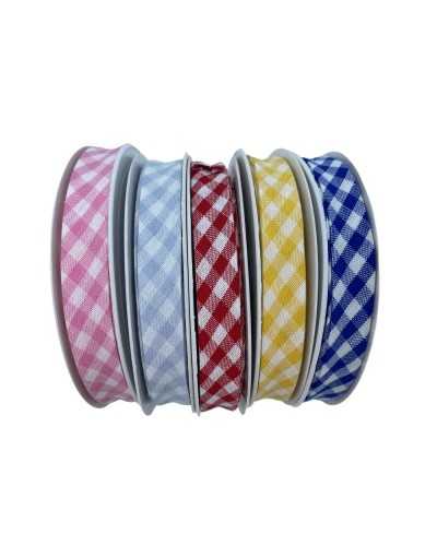 Besatz Schrägband mit diagonalem Querbalken, schottische Vichy-Baumwolle, 14 mm hoch