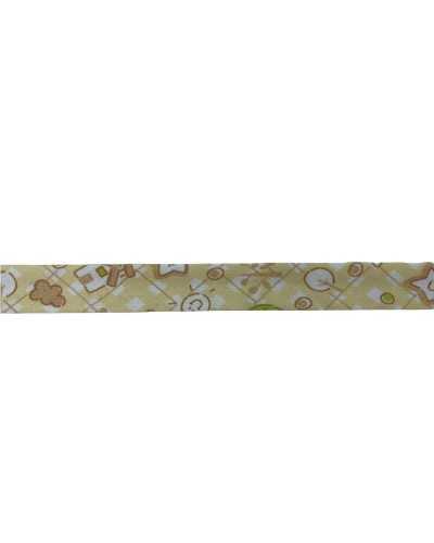 Passementerie Biais Coton Diagonal Croix Ruban Imprimé Etoile Soleil Maison 14 Mm De Haut