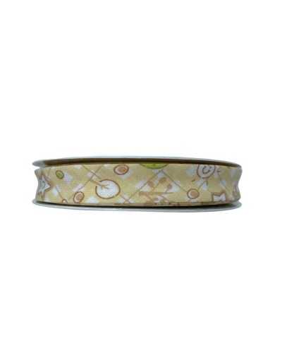 Passementerie Biais Coton Diagonal Croix Ruban Imprimé Etoile Soleil Maison 14 Mm De Haut