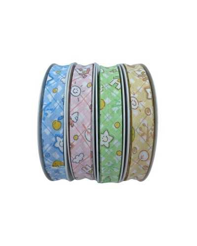 Passementerie Biais Coton Diagonal Croix Ruban Imprimé Etoile Soleil Maison 14 Mm De Haut