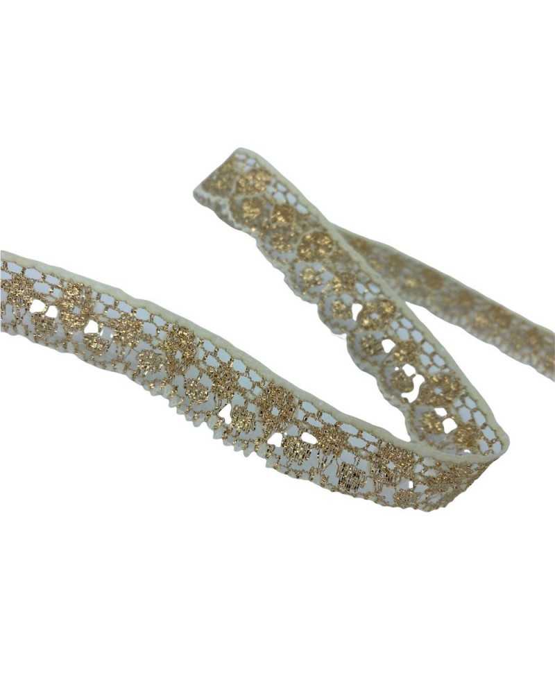 Pasamanería Encaje Raschel Crema Oro Lurex Alto 2 Cm