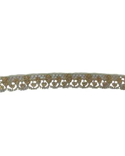 Pasamanería Encaje Raschel Crema Oro Lurex Alto 2 Cm