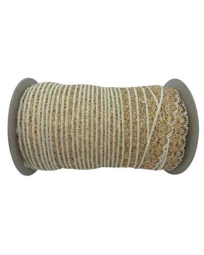 Pasamanería Encaje Raschel Crema Oro Lurex Alto 2 Cm