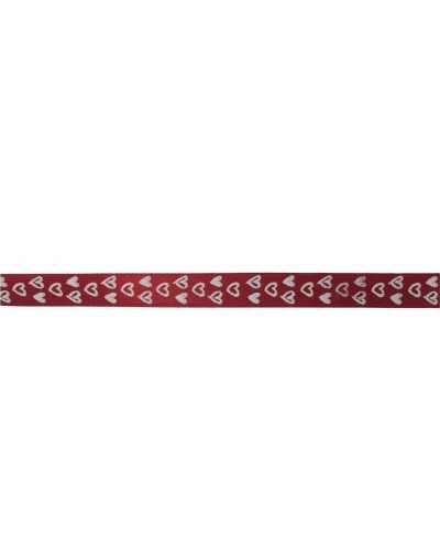 Pasamanería Cinta Satén Estampado Corazones Rojo Blanco Alto 1 Cm