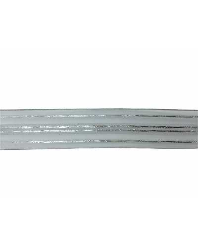 Passamaneria Nastro Natale Organza Argento Rigato Fasciato Alto 25 Mm